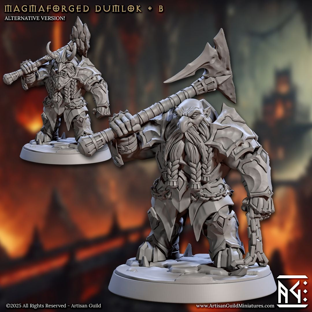 Magmaforged Dumloks - Magmaforged Dwarves of the Depths - 3d Printed Miniature sculpted by Artisan Guild