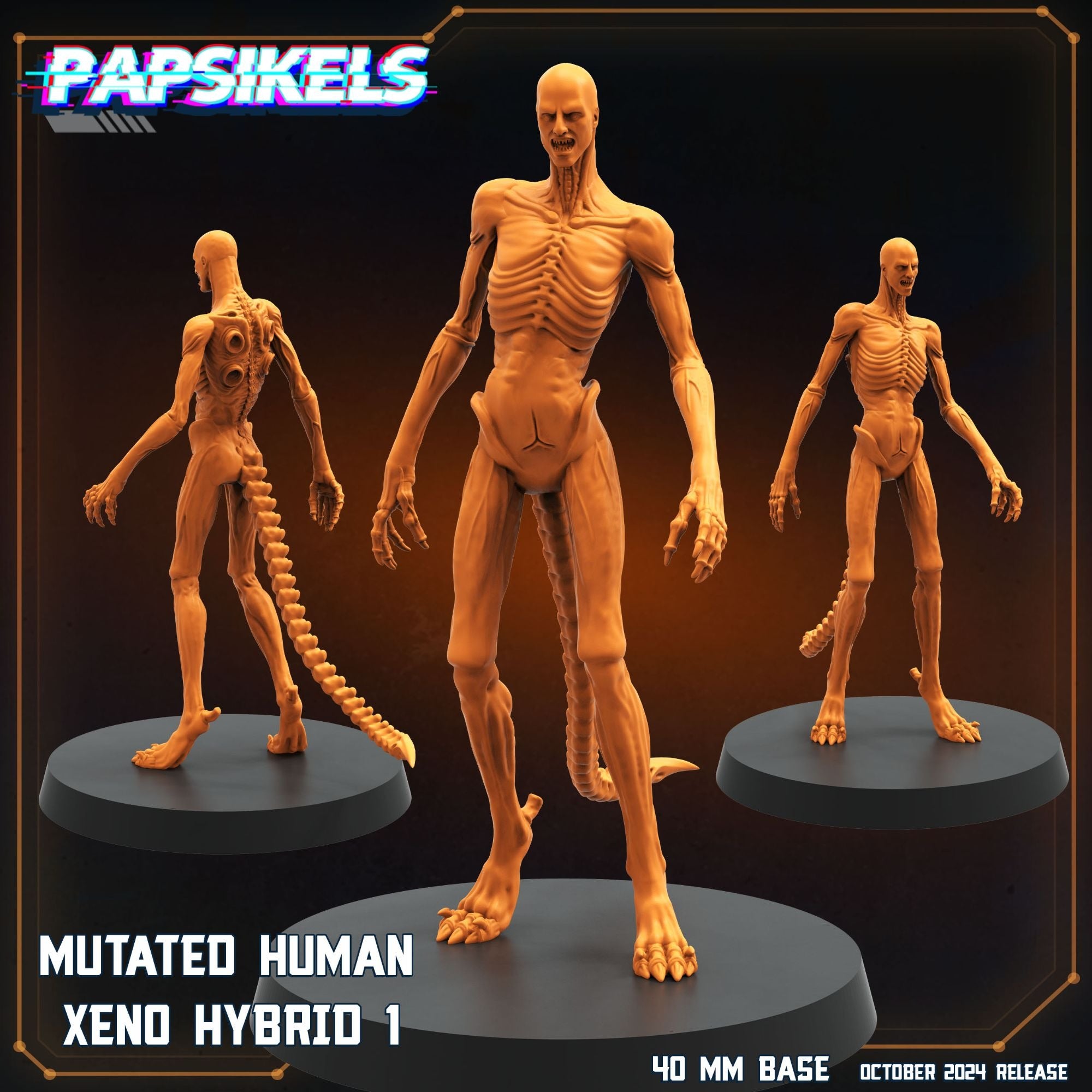 Mutated Human Xeno Hybrid - 3d Printed Miniature Sculpted by