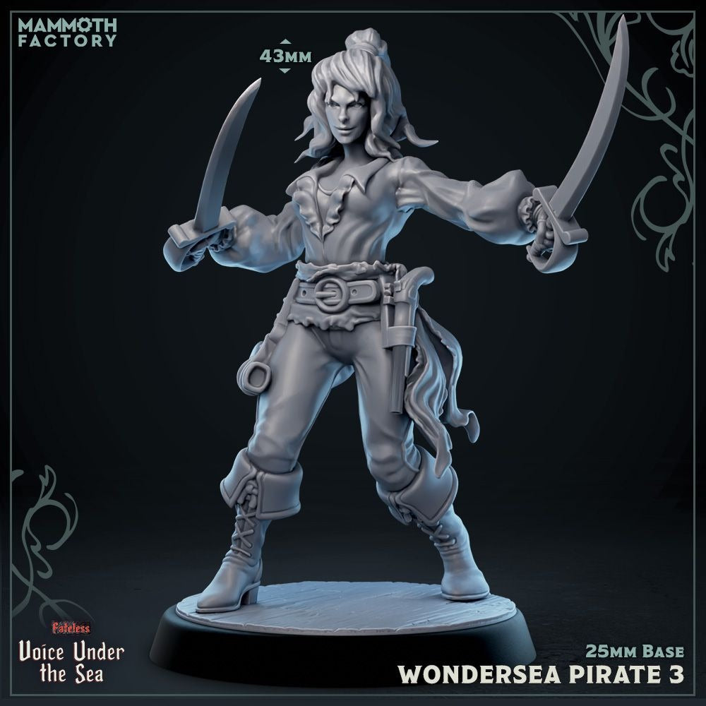 Wondersea Pirates - Voice Under the Sea - 3d Printed Miniature Sculpted by Mammoth Factory