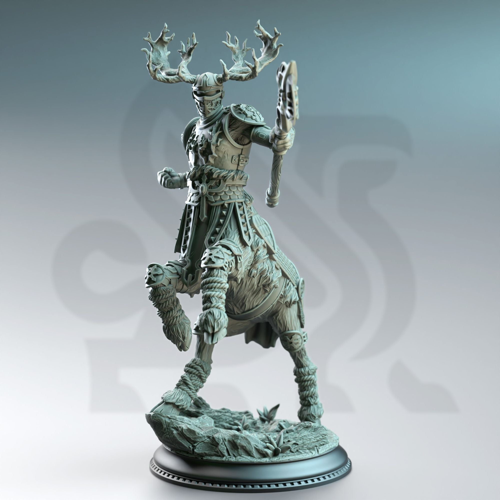 Gungnir of House Jernbark, Centaur Noble - 3d Printed Miniature Sculpted by DM Stash