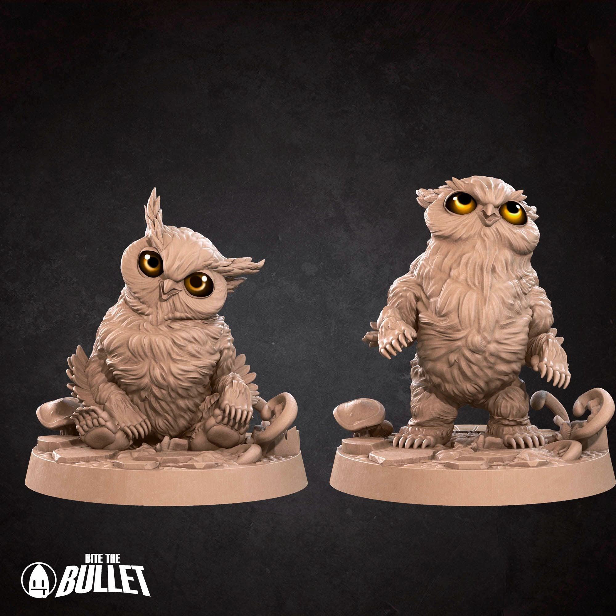 Owlbear Cubs - Iconic Monsters - 3d Printed Miniature sculpted by Bite the Bullet