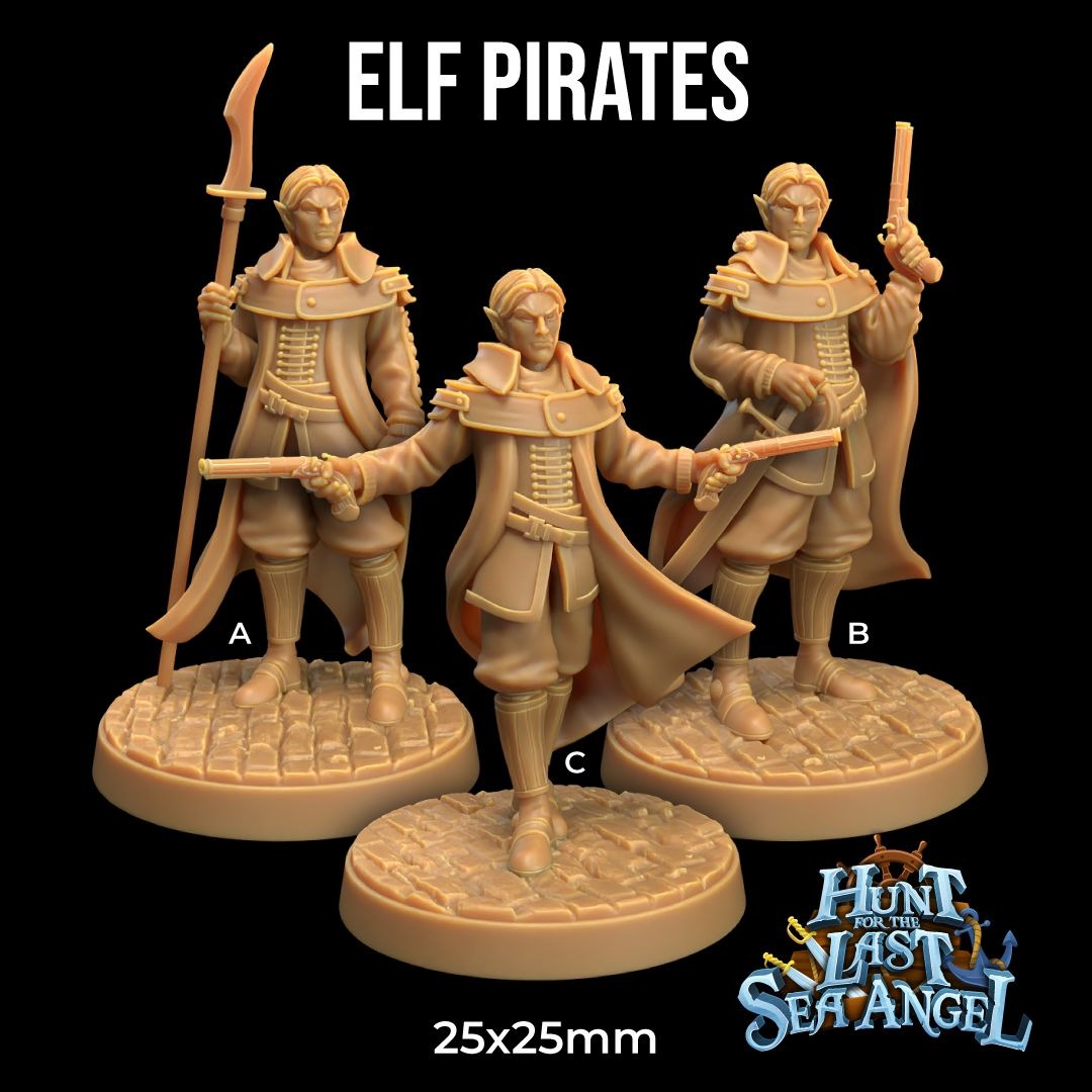Elf Pirates - Hunt for the Last Sea Angel - 3d Printed Miniature Sculpted by Dragon Trappers Lodge