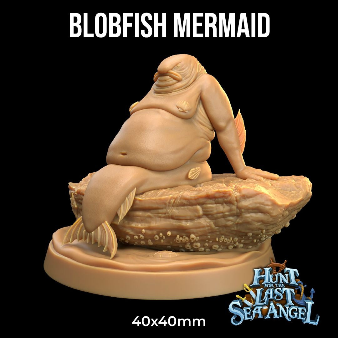 Blobfish Mermaid - Hunt for the Last Sea Angel - 3d Printed Miniature Sculpted by Dragon Trappers Lodge
