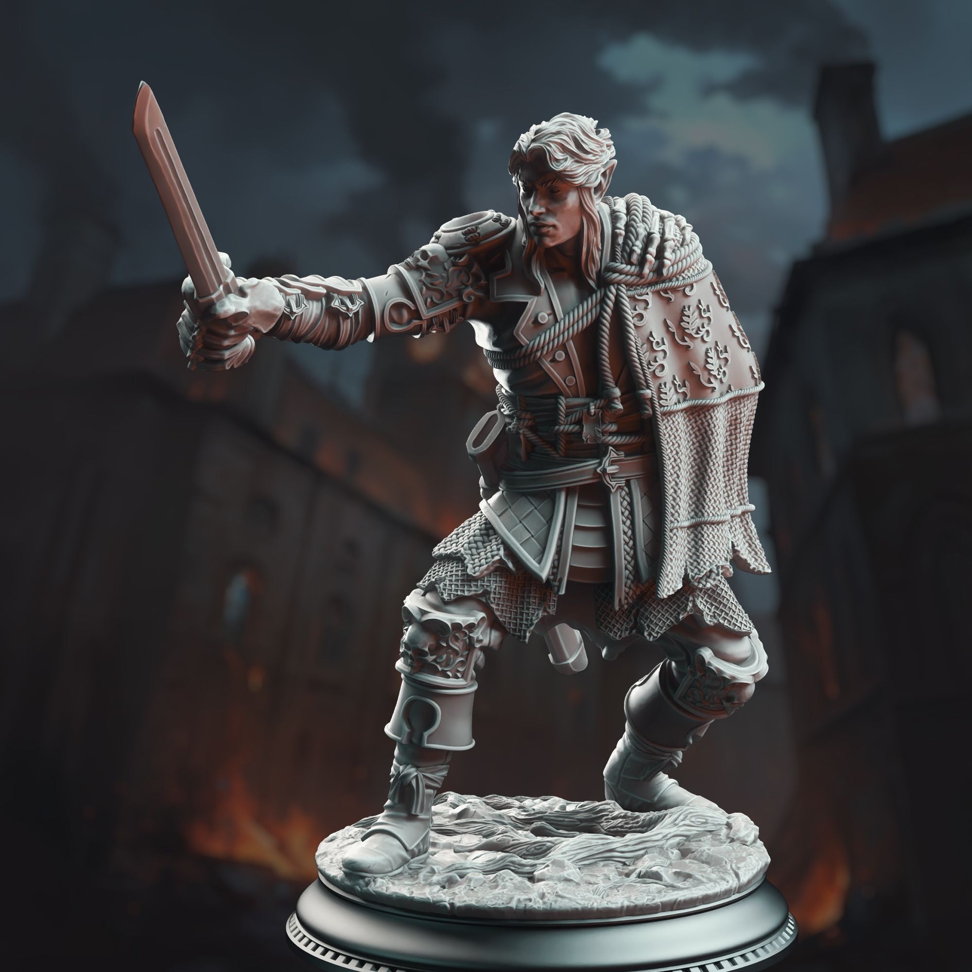 Corin of Lamhet, Half-Elf Duelist - 3d Printed Miniature Sculpted by DM Stash