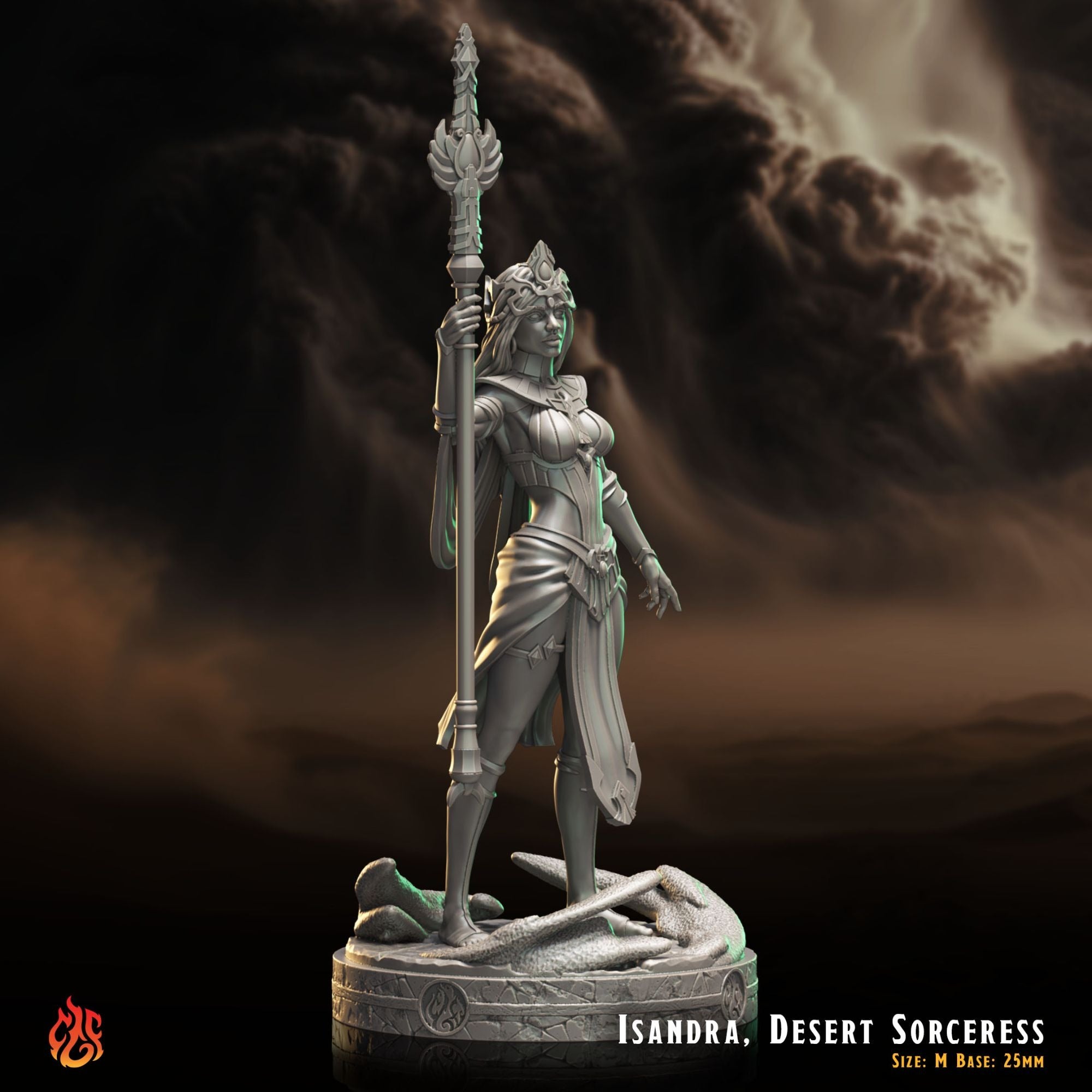 Isandra the Desert Sorceress - 3d Printed Miniature Sculpted by Crippled God Foundry