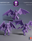 Champion Knights - Amethyst Clan Gargoyles - 3d Printed Miniature Sculpted by Blackcrest Miniatures