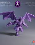 Champion Knights - Amethyst Clan Gargoyles - 3d Printed Miniature Sculpted by Blackcrest Miniatures