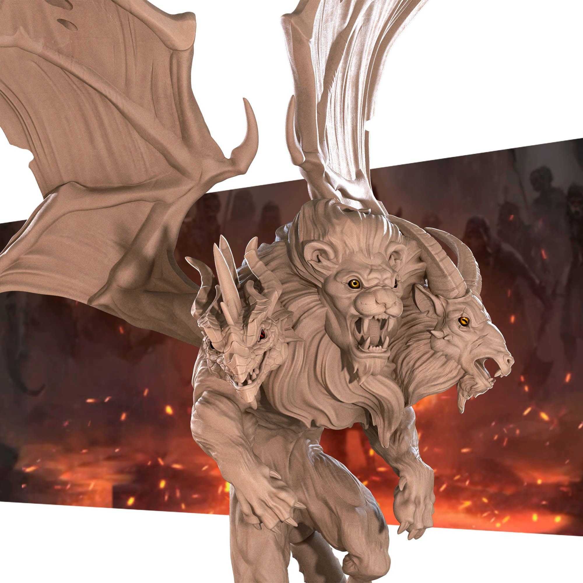 Quimera, Chimera - Iconic Monsters - 3d Printed Miniature sculpted by Bite the Bullet