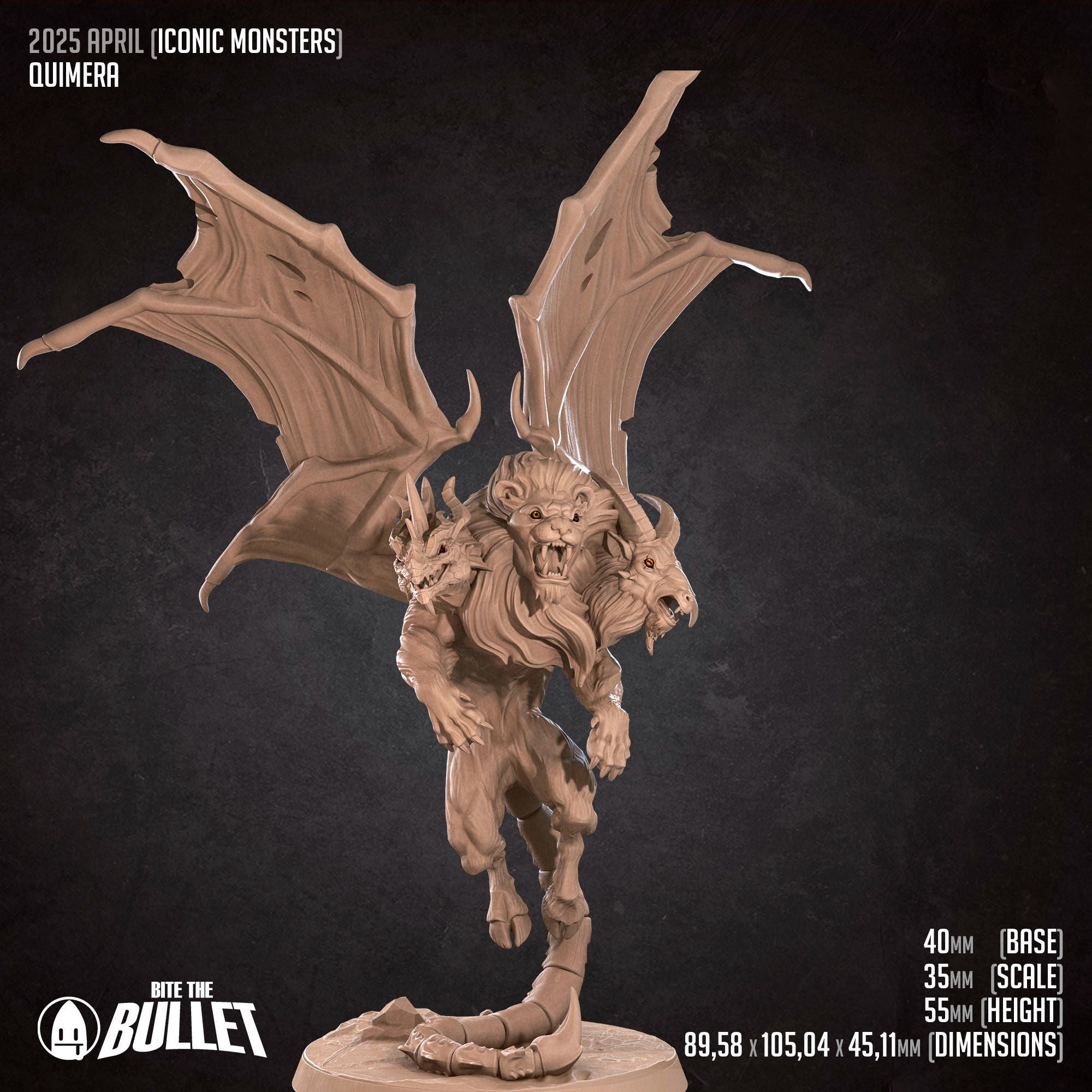 Quimera, Chimera - Iconic Monsters - 3d Printed Miniature sculpted by Bite the Bullet