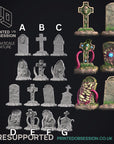 Gravestone Mimics - Halloween 2024 - 3d Printed Miniature Sculpted by Printed Obsession