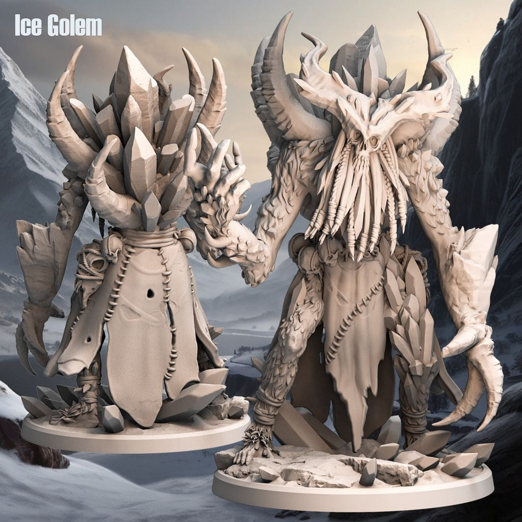 Ice Golem - 3d Printed Miniature Sculpted by Monolith Arts