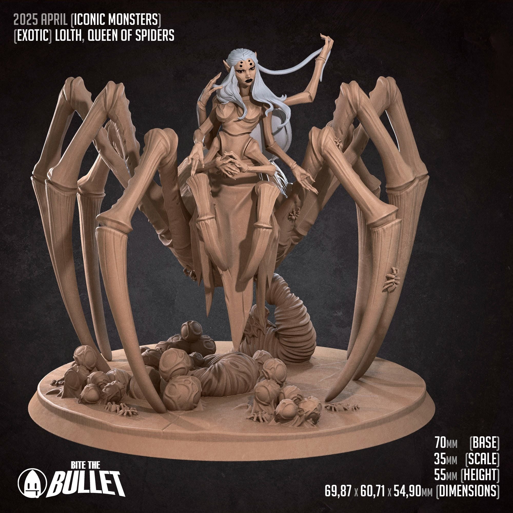 Lolth, Queen of Spiders - Iconic Monsters - 3d Printed Miniature sculpted by Bite the Bullet