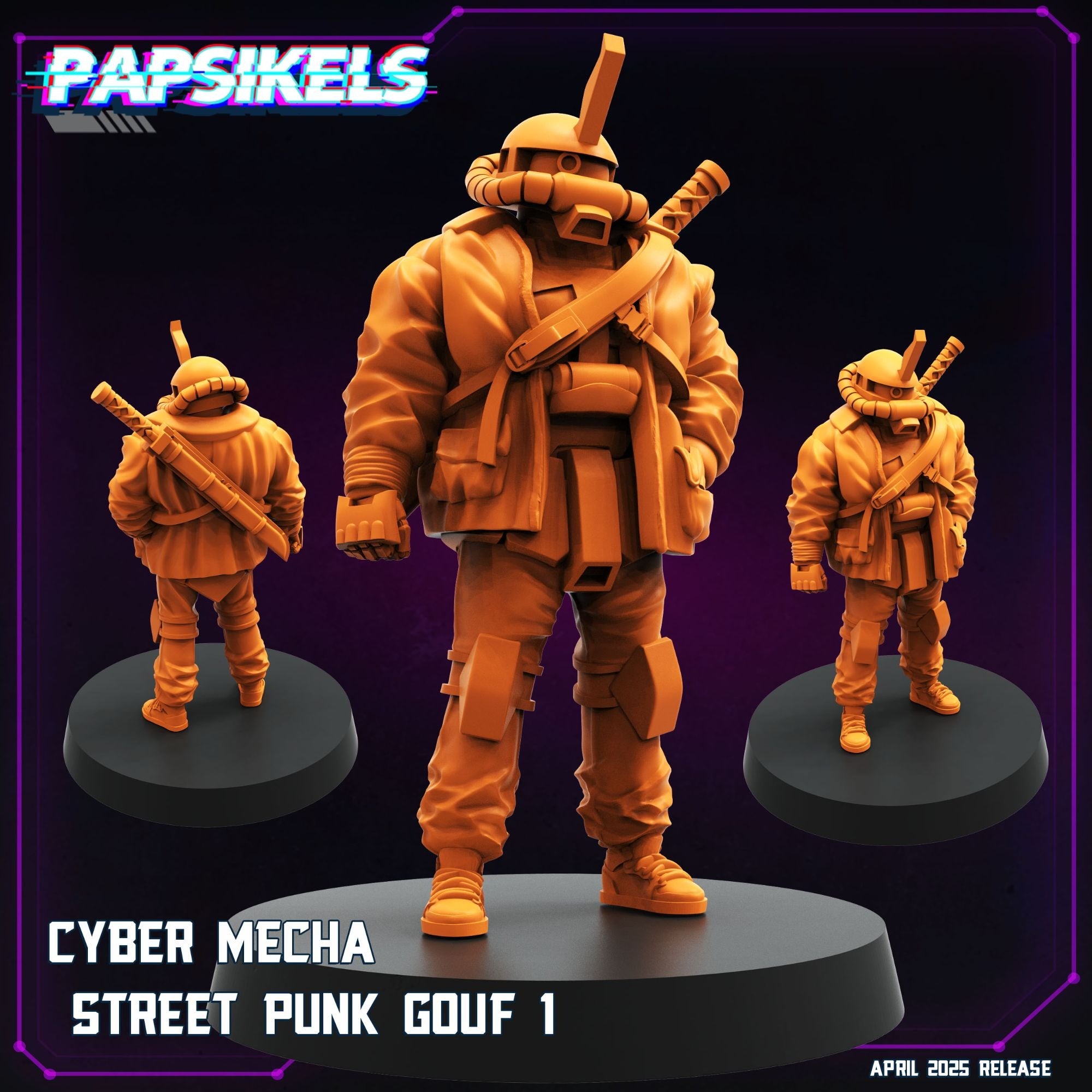 Cyber-Mecha Street Punk Gouf - 3d Printed Miniature Sculpted by Papsikels Miniatures