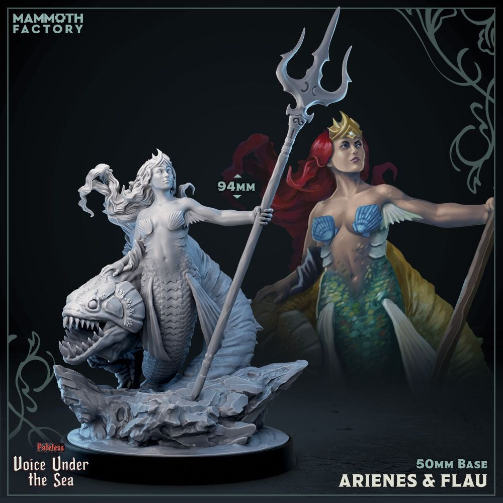 Arienes and Flau - Voice Under the Sea - 3d Printed Miniature Sculpted by Mammoth Factory