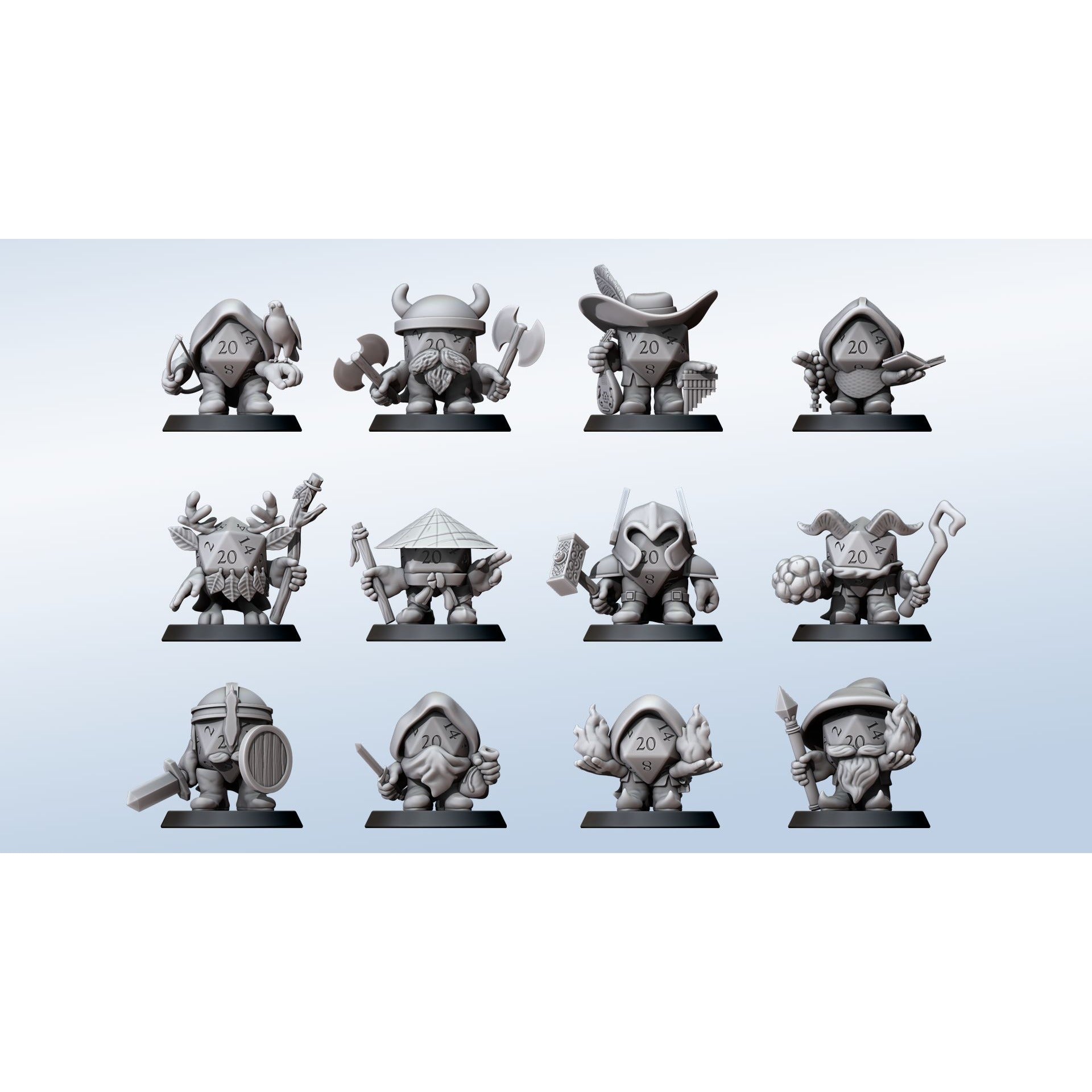 D20 Heroes - 3d Printed Miniature Sculpted by Minitaurus