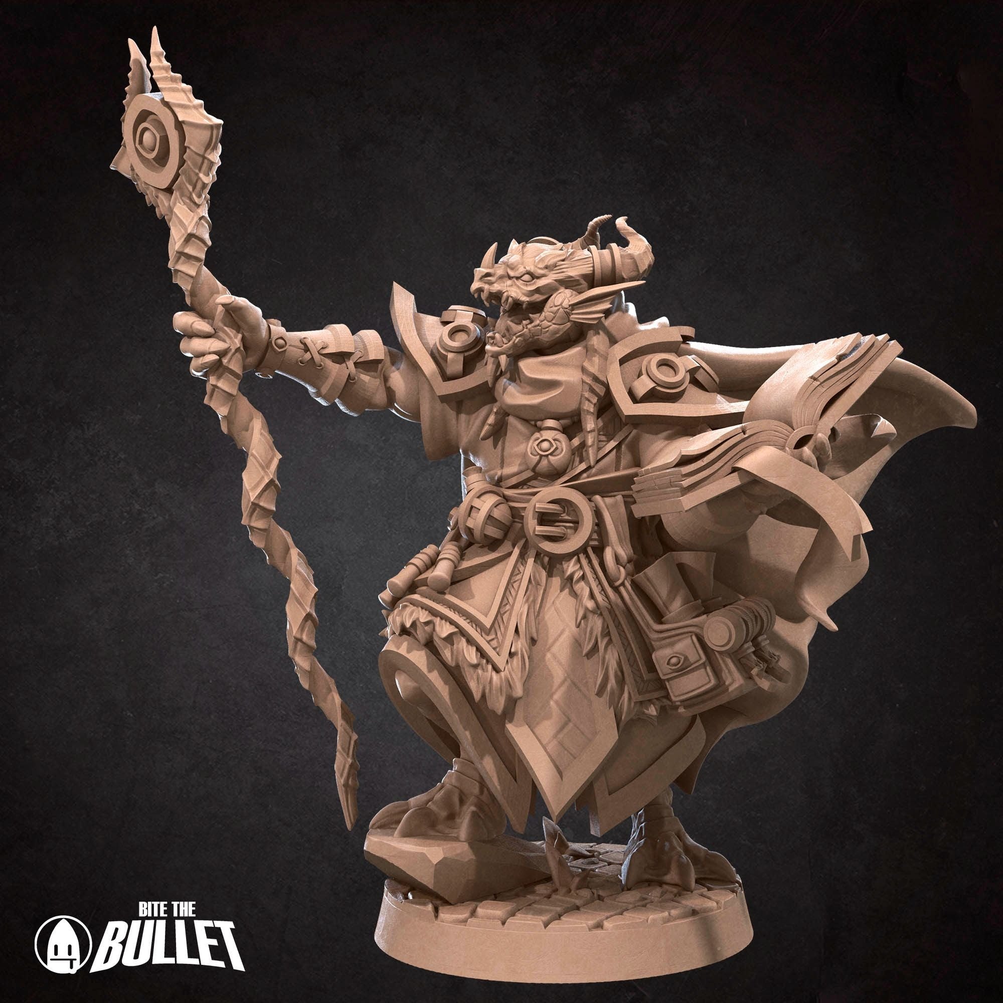 Dragonborn Sorcerer - 3d Printed Miniature sculpted by Bite the Bullet
