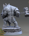 Brontius Clubber - Fighting Philosophers of Corm (Rhinofolk) - 3d Printed Miniature sculpted by Daybreak Miniatures