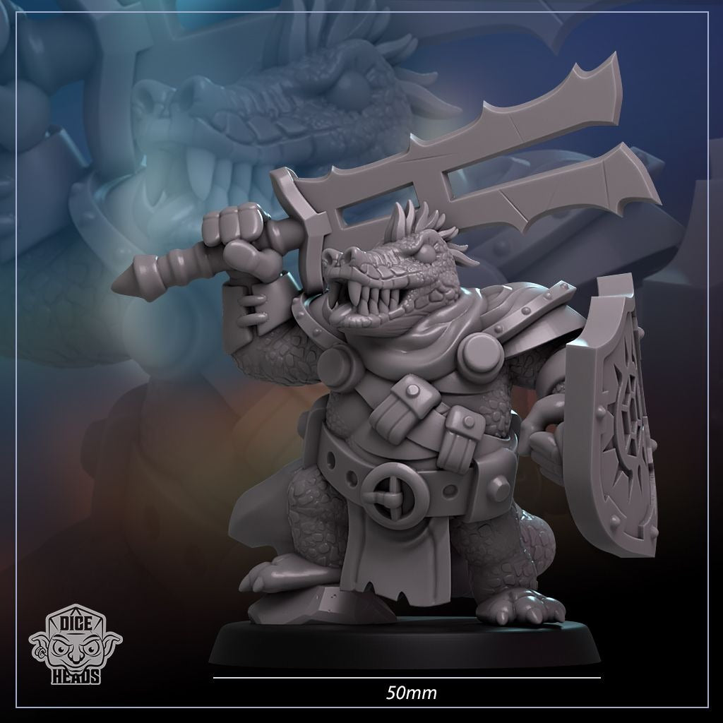 Kharva Brinefang, Crocodile Sentinel - 3d Printed Miniature by DiceHeads