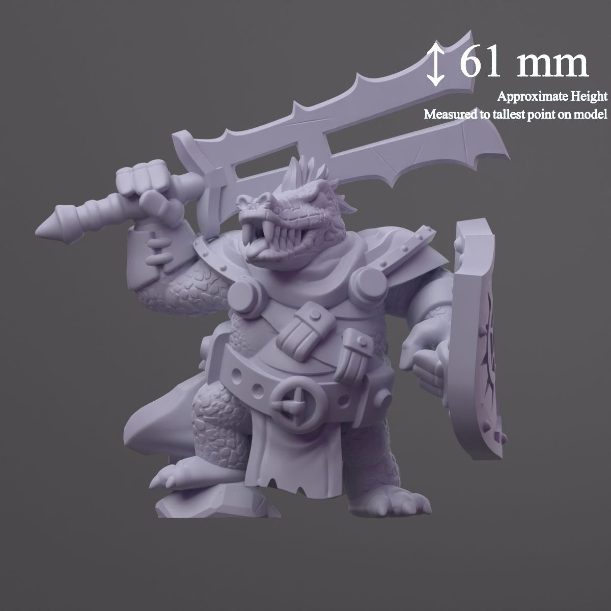 Kharva Brinefang, Crocodile Sentinel - 3d Printed Miniature by DiceHeads