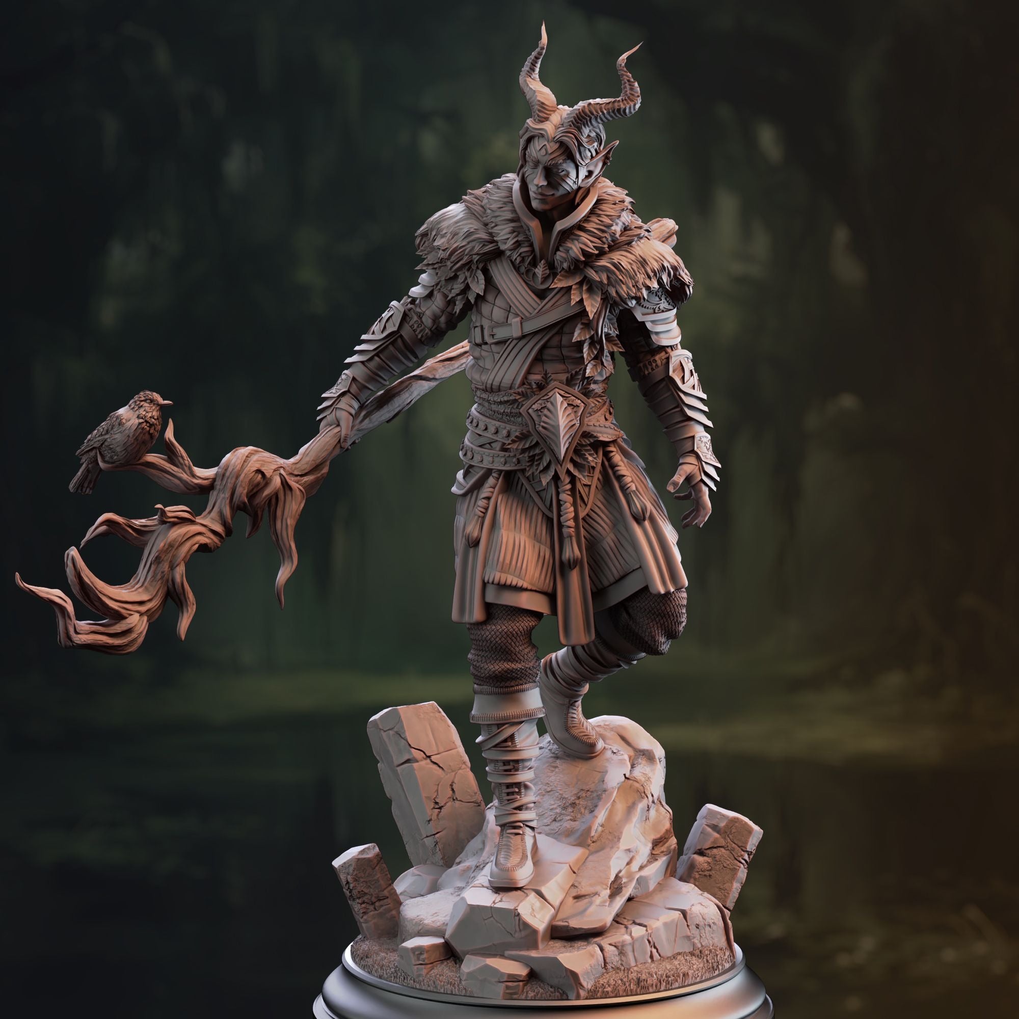 Garyck of Cinta Mar, Infernal Forest Guardian - 3d Printed Miniature Sculpted by DM Stash