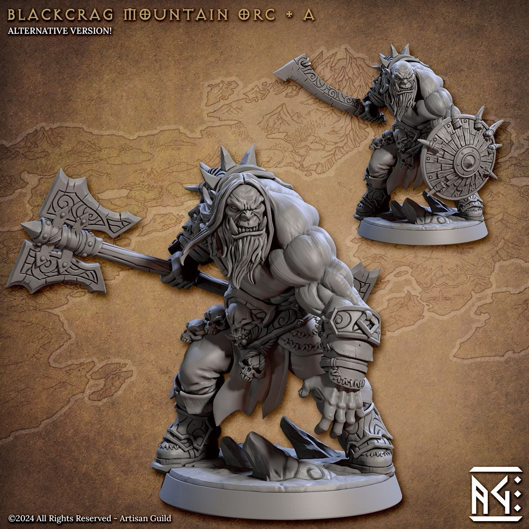 Blackcrag Mountain Orcs - Blackcrag Orcs - 3d Printed Miniature sculpted by Artisan Guild
