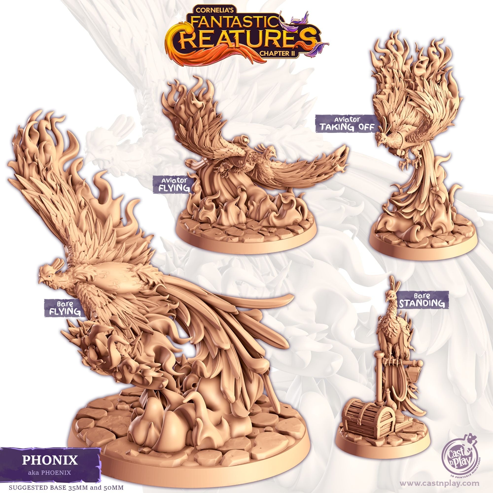 Phonix (Phoenix) - Fantastic Creatures - 3d Printed Miniature Sculpted by Cast N Play