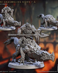 Delani Dragonlings with Riders - Magmaforged Dwarves of the Depths - 3d Printed Miniature sculpted by Artisan Guild