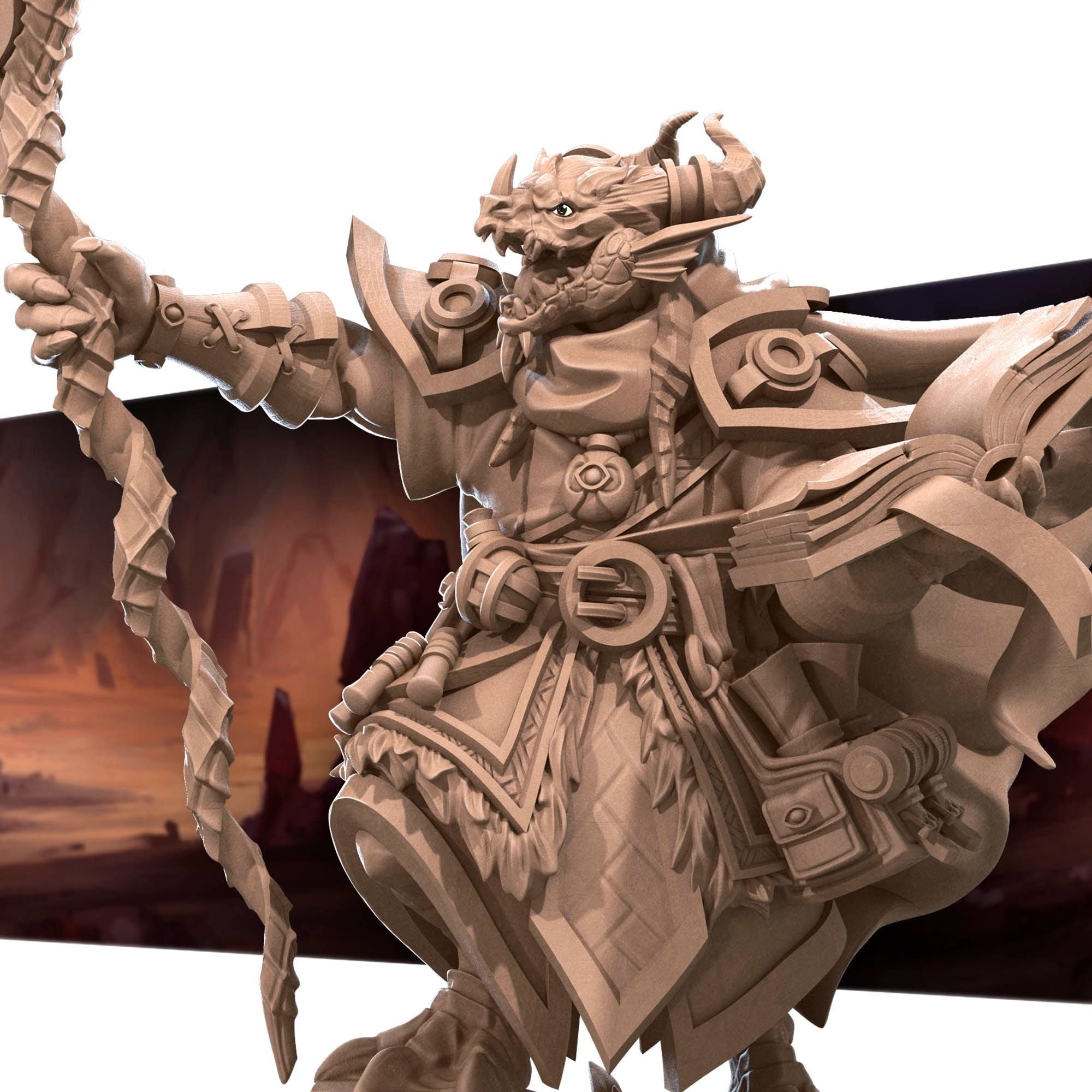 Dragonborn Sorcerer - 3d Printed Miniature sculpted by Bite the Bullet