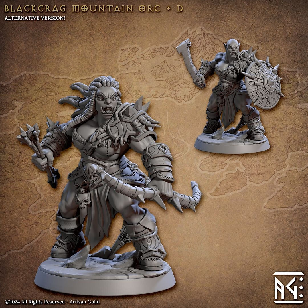 Blackcrag Mountain Orcs - Blackcrag Orcs - 3d Printed Miniature sculpted by Artisan Guild