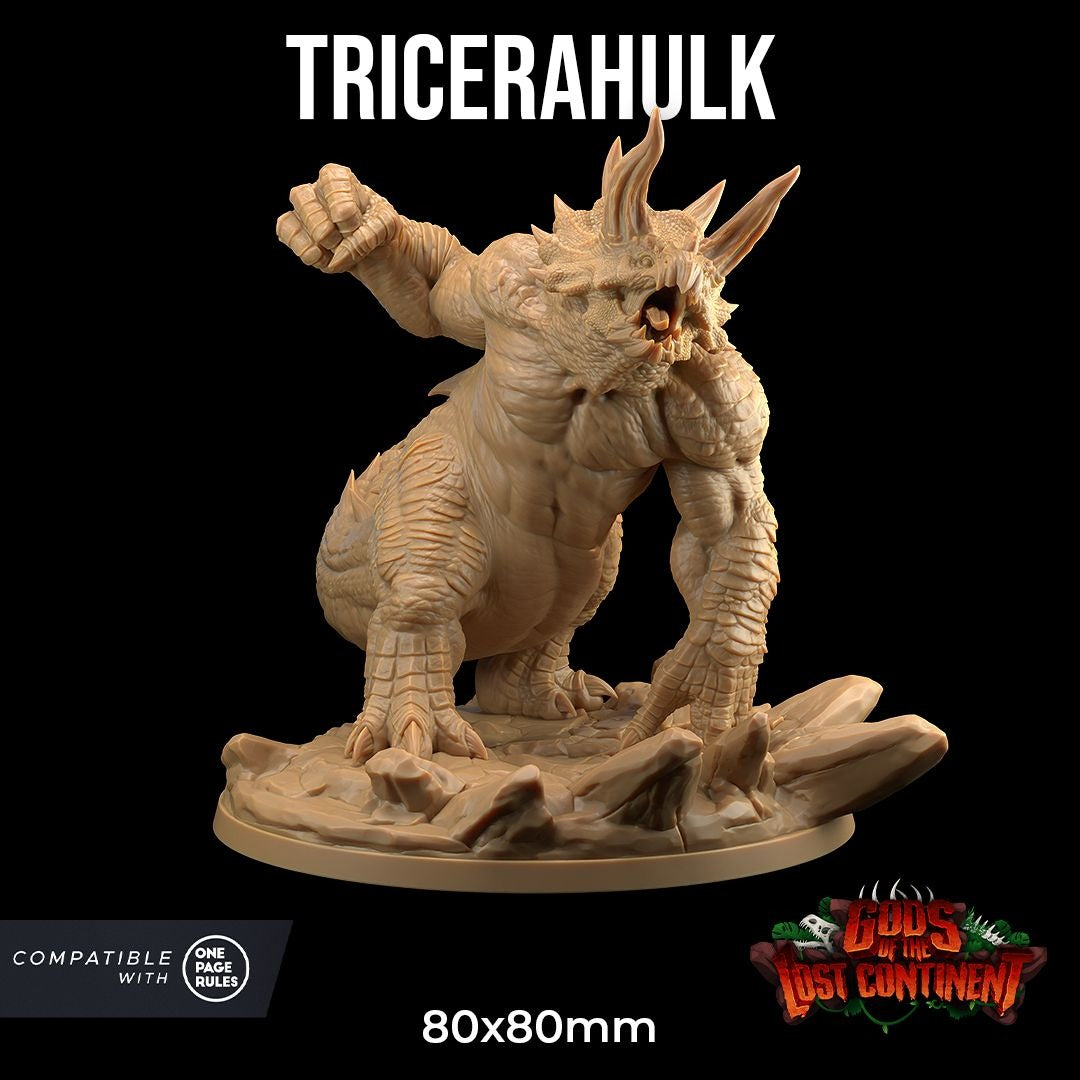 Tricerahulk - 3d Printed Miniature by Dragon Trappers Lodge