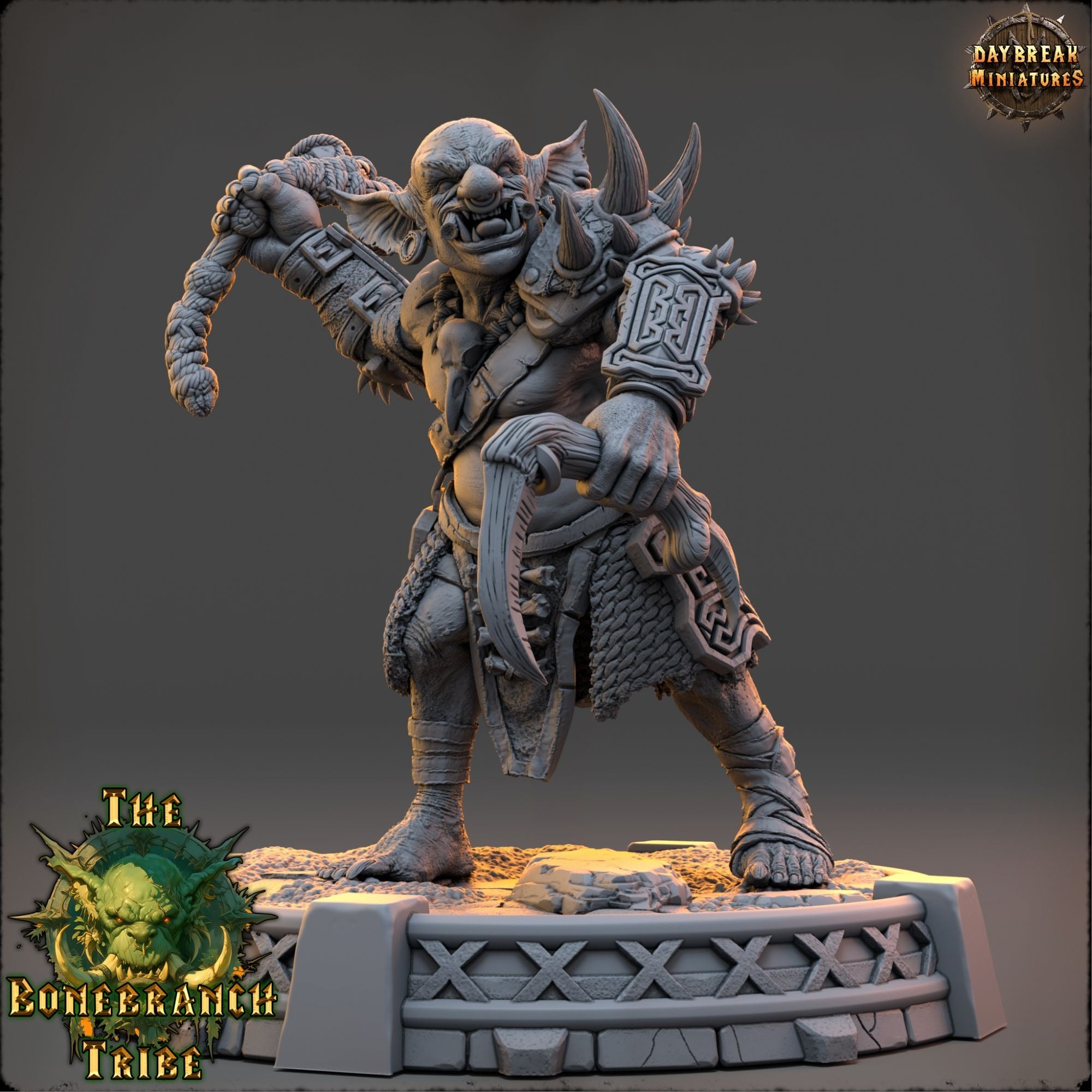 Snaggrik Cleavertooth - The Bonebranch Tribe (Goblins) - 3d Printed Miniature sculpted by Daybreak Miniatures