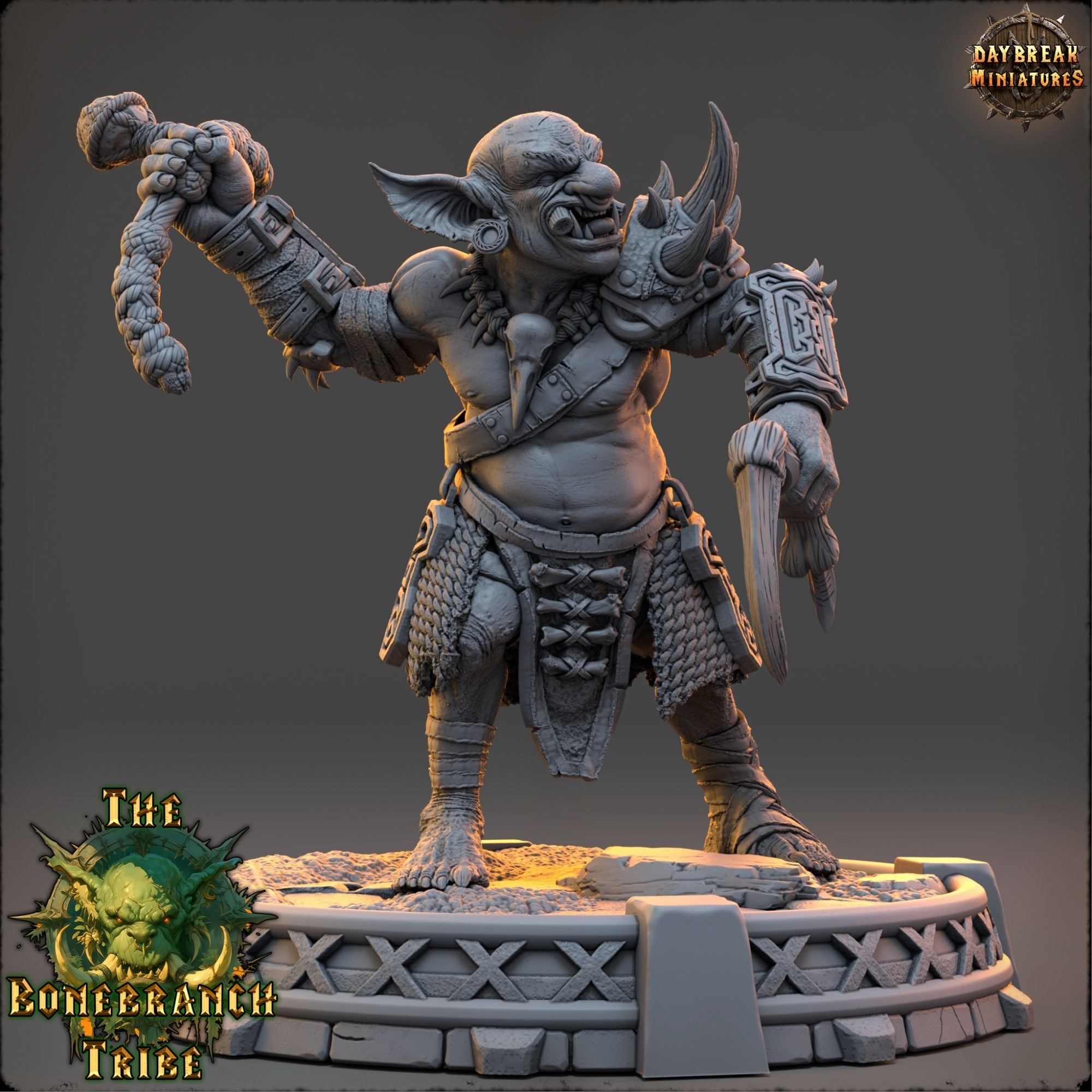 Snaggrik Cleavertooth - The Bonebranch Tribe (Goblins) - 3d Printed Miniature sculpted by Daybreak Miniatures