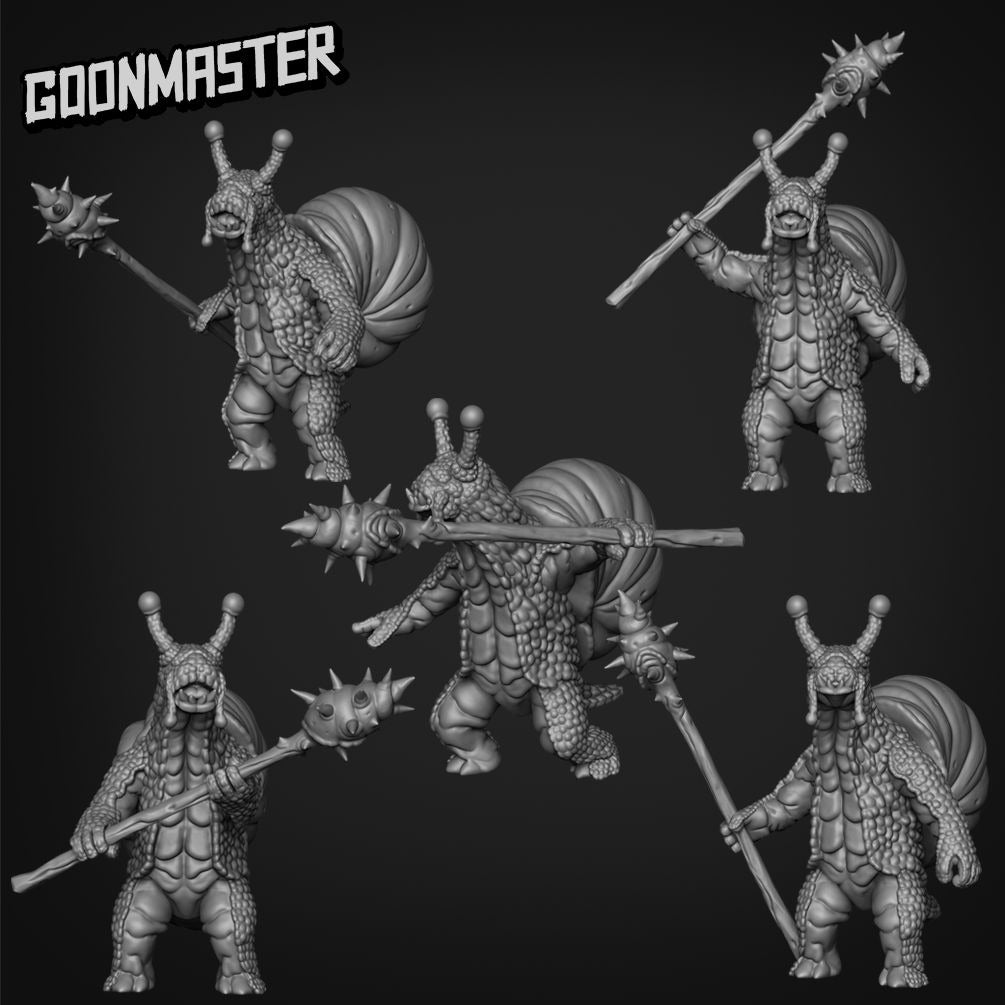 Snailfolk Spearmen - 3d Printed Miniature Sculpted by Goon Master Games