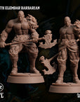 two detailed, muscular male figures in a fantasy setting, likely representing characters from a fantasy role-playing game.