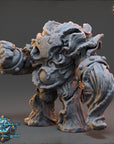 A 3D rendering of a fantastical creature with intricate, organic-looking features, such as a large head, long neck, and flowing, textured body. The creature appears to be made of a material that resembles stone or clay, giving it a sculptural, organic appearance.