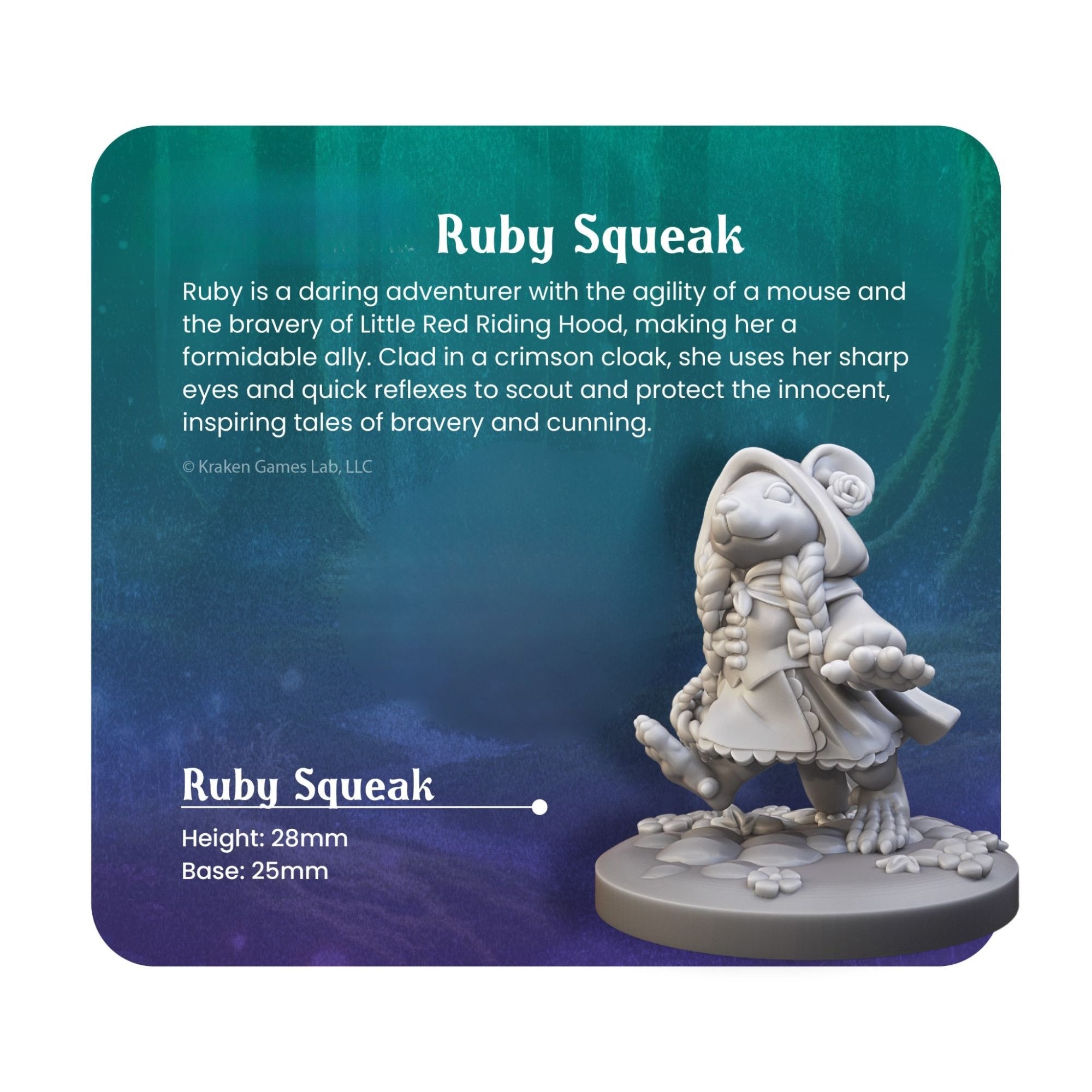 Ruby Squeak - Brambleheart - 3d Printed Miniature sculpted by Kraken Games Lab