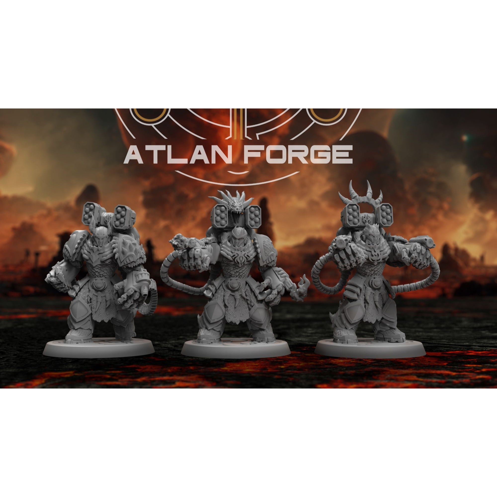 Dragon Aegis Incandescents - 3 Model Modular Unit 3d Printed Sculpted by Atlan Forge