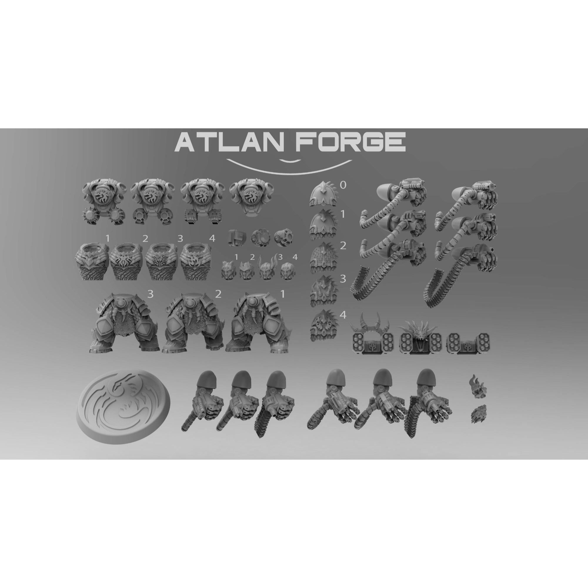 Dragon Aegis Incandescents - 3 Model Modular Unit 3d Printed Sculpted by Atlan Forge