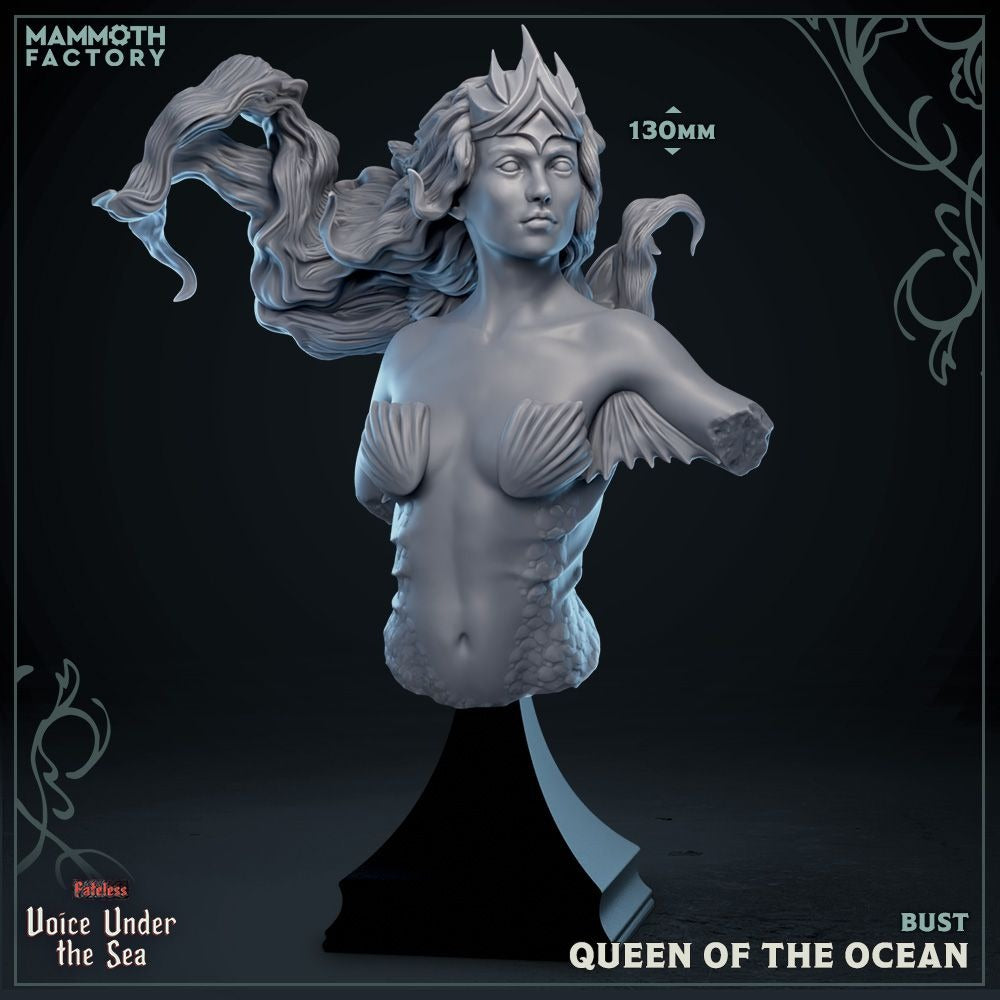 Arienes, Queen of the Ocean BUST - Voice Under the Sea - 3d Printed Miniature Sculpted by Mammoth Factory