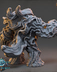 The image is a 3D rendering of a fantastical creature, possibly a dragon or a mythical being, with intricate and detailed textures and patterns. The creature appears to be made of a material that resembles stone or concrete, giving it a sculptural and organic appearance. The creature is standing on two legs, with a long tail extending from its body. The image does not contain any text or other discernible objects, and the creature is the sole focus of the image.