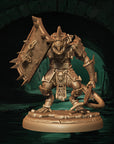 a statue of a creature with a sword