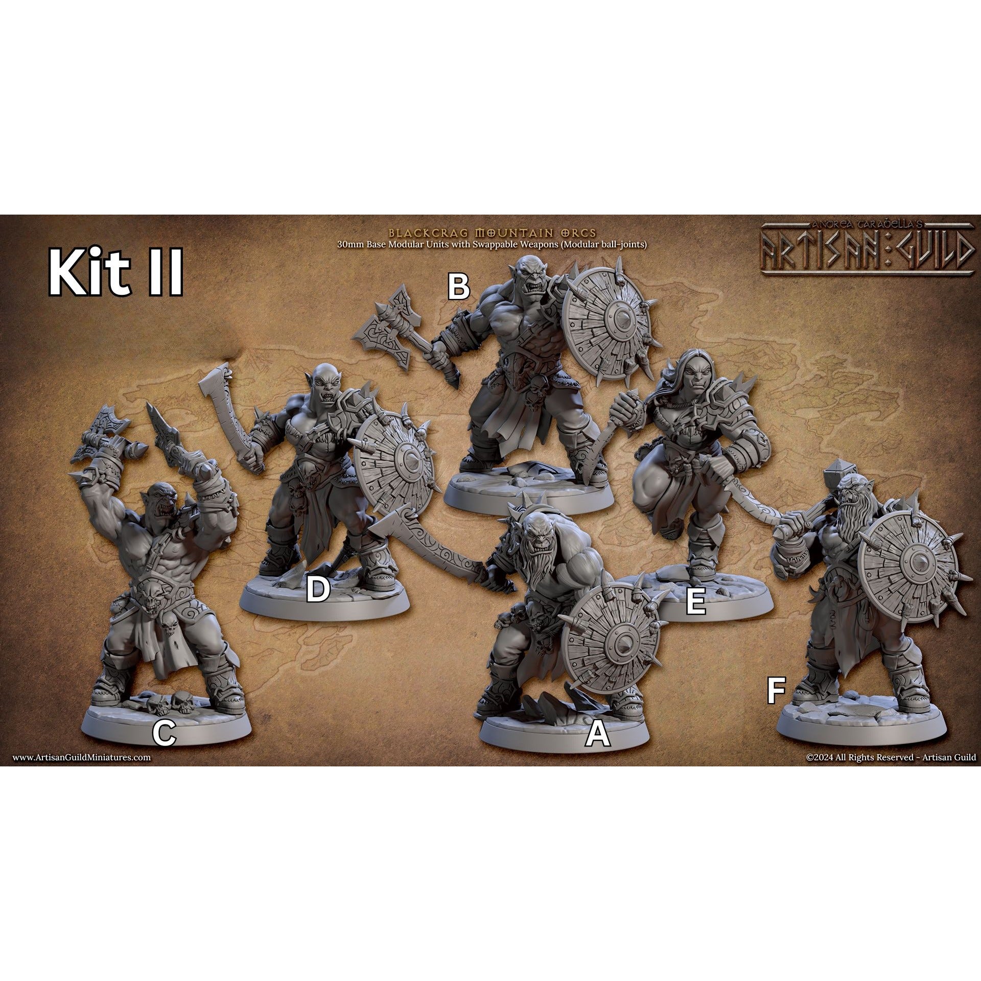 Blackcrag Mountain Orcs - Blackcrag Orcs - 3d Printed Miniature sculpted by Artisan Guild