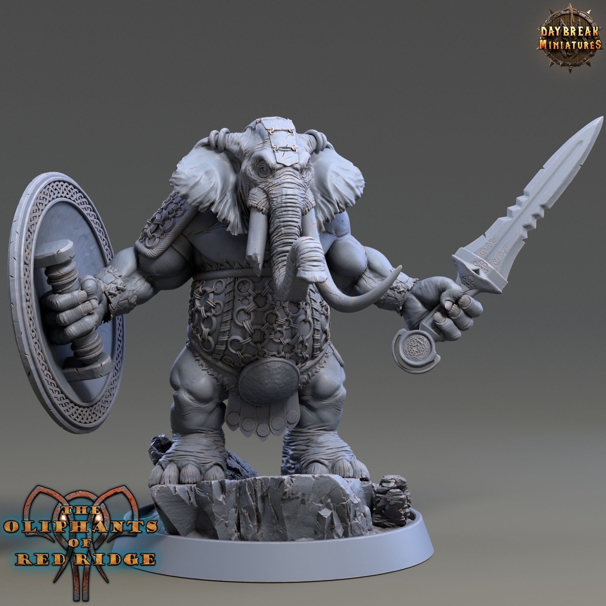 Achilles Broken - Oliphaunts of Red Ridge - 3d Printed Miniature sculpted by Daybreak Miniatures