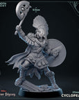 a statue of a woman with a hammer and shield