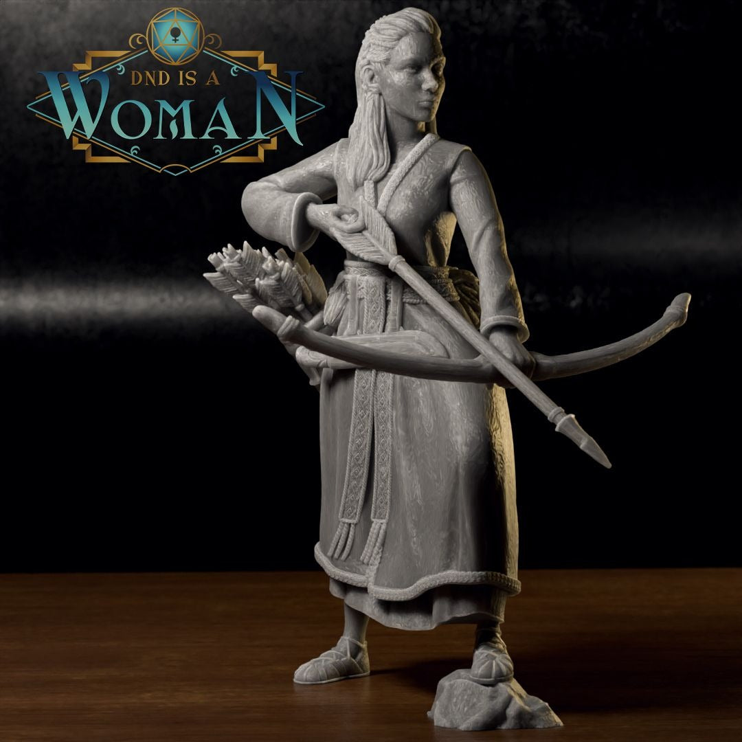 Human Ranger, Hrefna Ulfsdottir - 3d Printed Miniature by DND Is A Woman