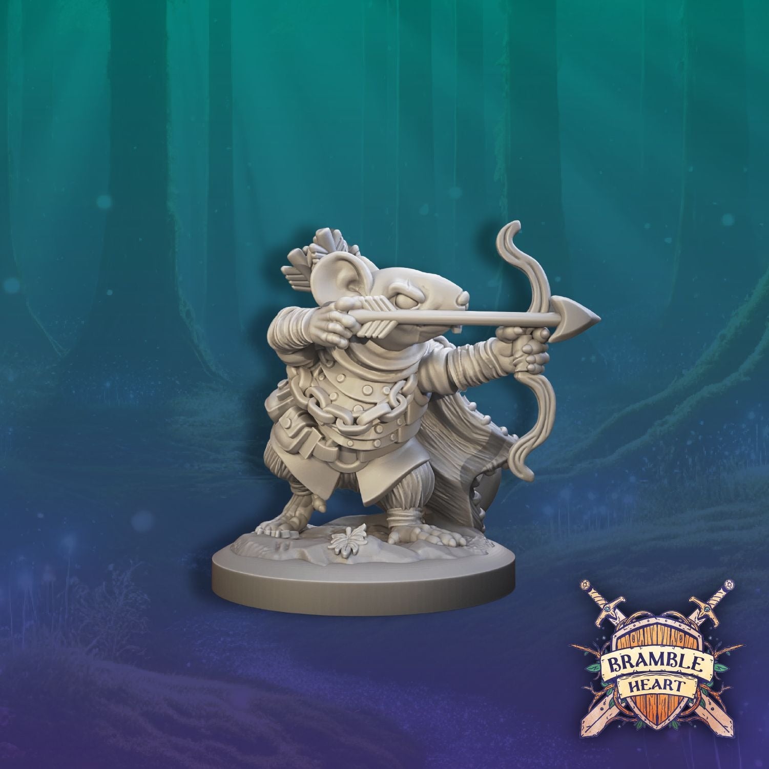 Mouse Marauders - Brambleheart - 3d Printed Miniature sculpted by Kraken Games Lab