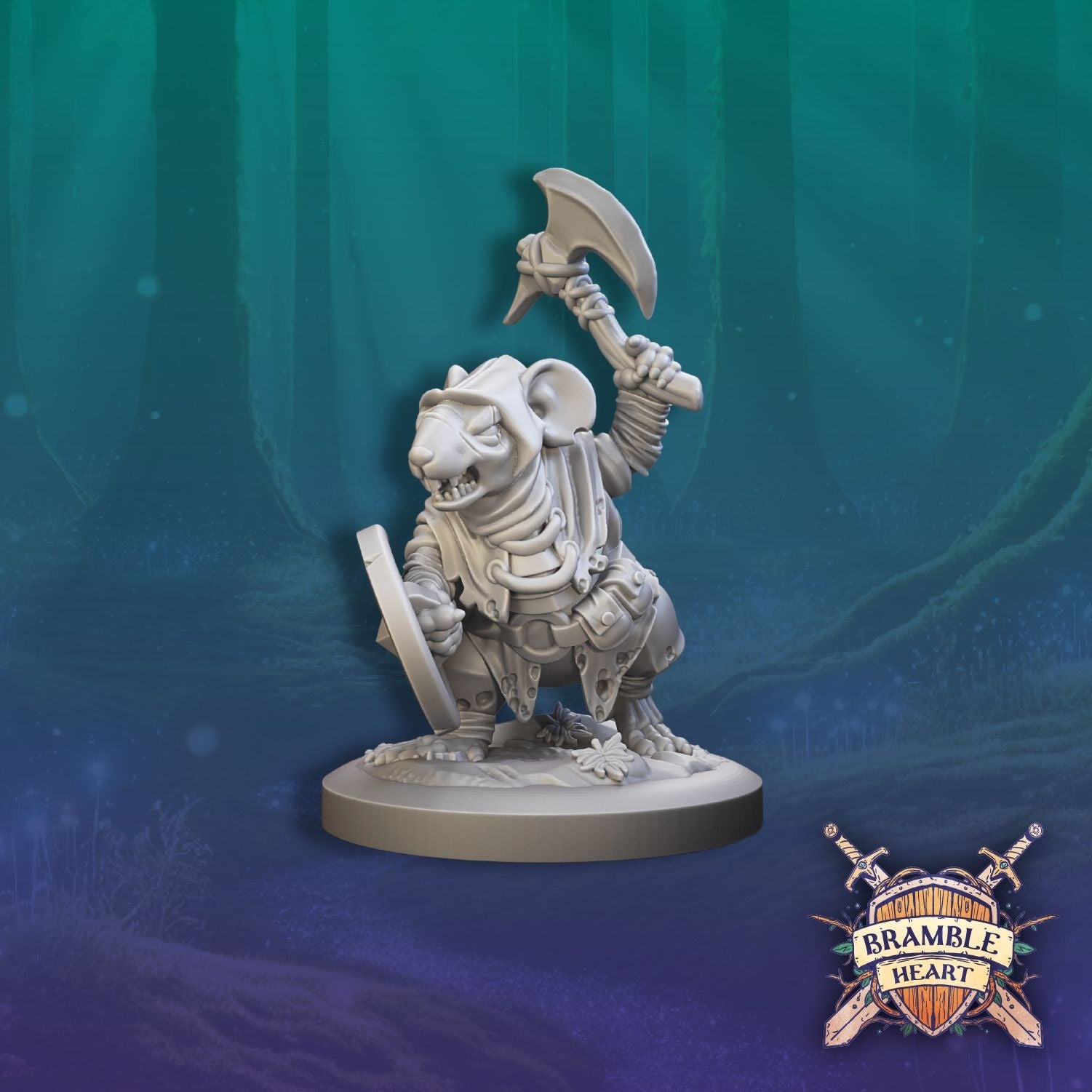 Mouse Marauders - Brambleheart - 3d Printed Miniature sculpted by Kraken Games Lab