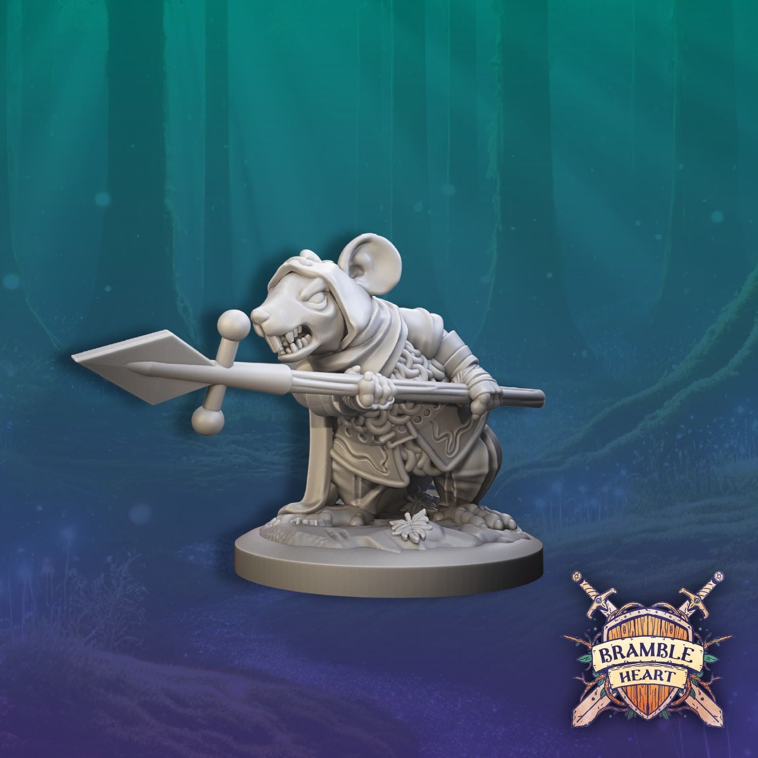 Mouse Marauders - Brambleheart - 3d Printed Miniature sculpted by Kraken Games Lab