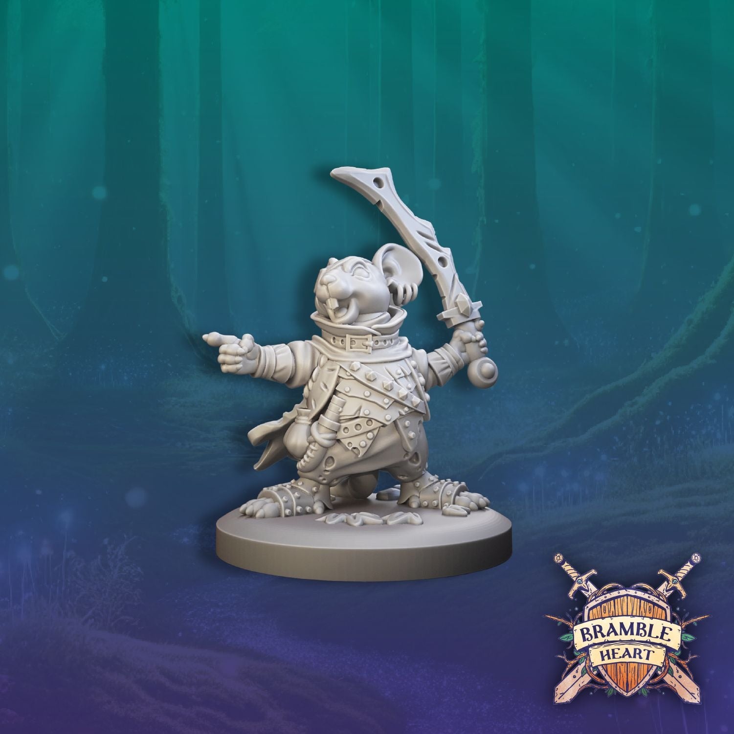Mouse Marauders - Brambleheart - 3d Printed Miniature sculpted by Kraken Games Lab