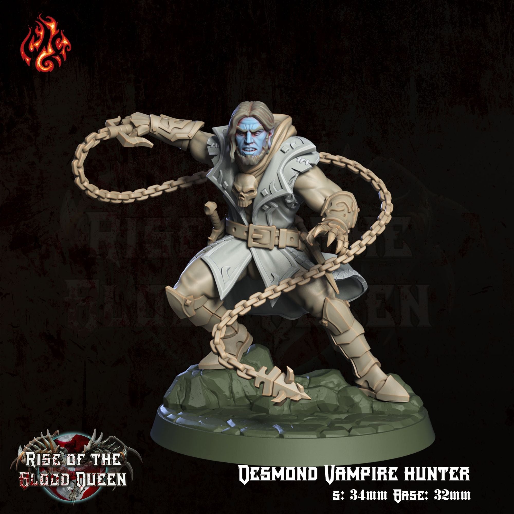 Desmond, Vampire Hunter - 3d Printed Miniature Sculpted by Crippled God Foundry